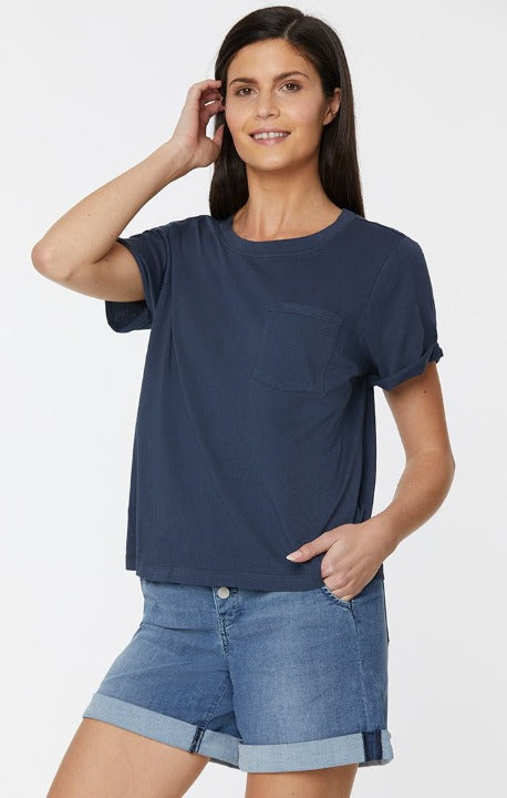 NYDJ Ladies' Cuffed Short Sleeve Crewneck Pocket Tee - L and L Stuff