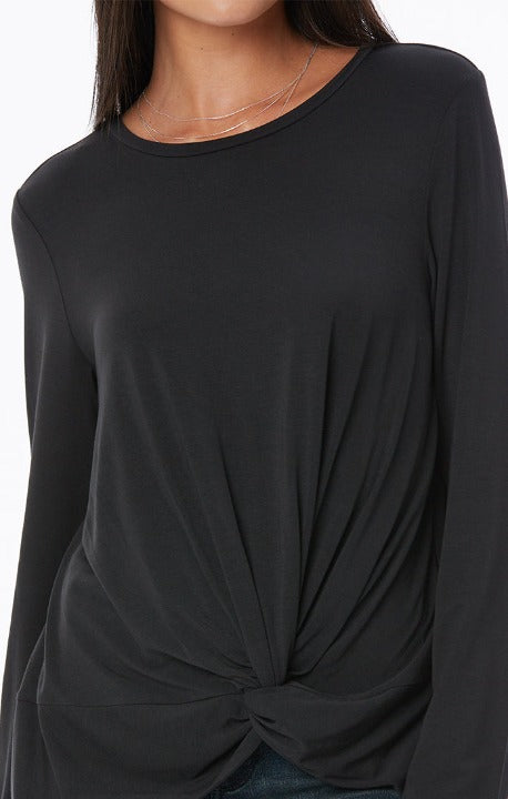 NYDJ Ladies' Long Sleeve Twist Knot Top Jet Black - L and L Stuff