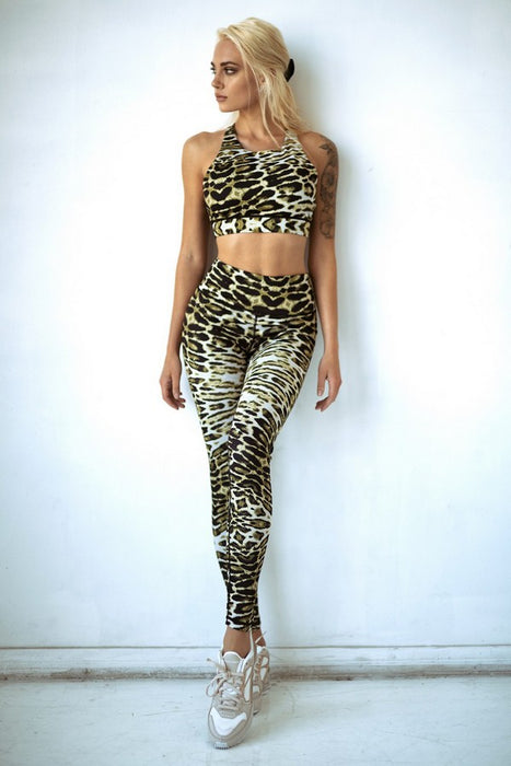 Yelete Women's Active Feline Leopard Workout Leggings - L and L Stuff
