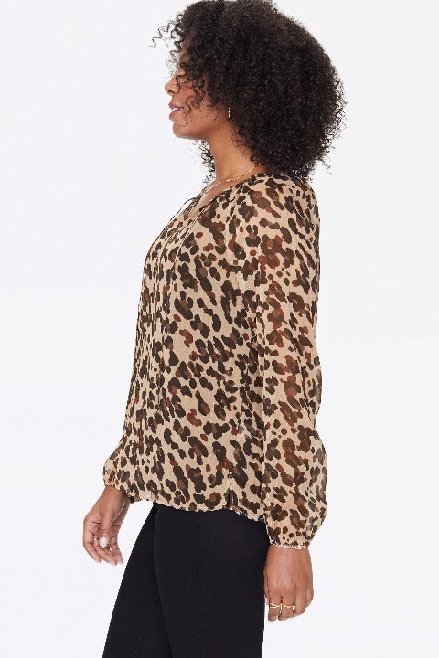 NYDJ Peasant Blouse Style # MBCX3900 Color: Wildcat Animal Print - L and L Stuff