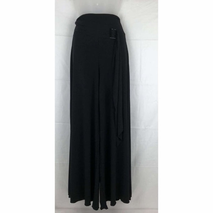 Modern Touch Womens Sash Waist Wide Leg Palazzo Pants S / Black Pants & Shorts