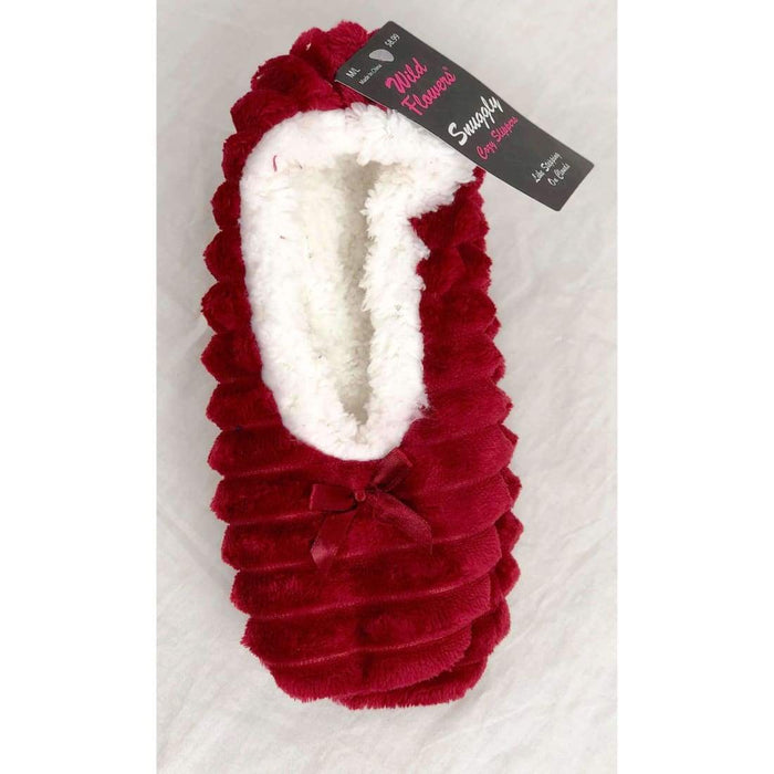Wild Flowers Womens Super Soft Snuggly Cozy Slippers S/m / Maroon Sleepwear & Robes