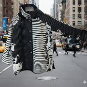 Oopéra Ladies' Reversible Rain Coat Black & White mixed media