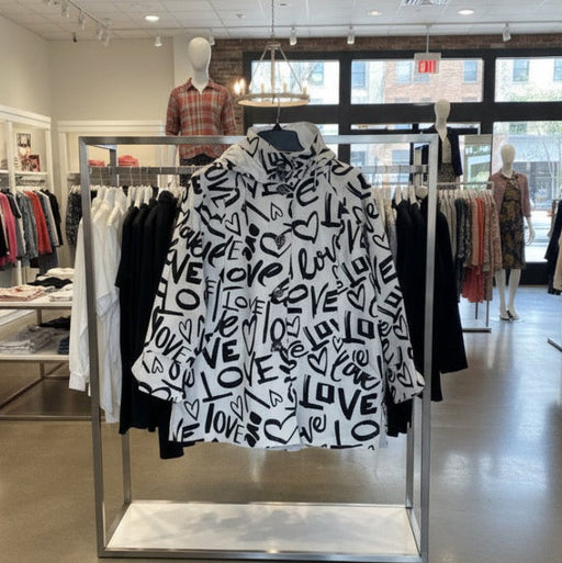 Oopéra Ladies' Reversible Rain Coat black & white Love pattern J6239RW-2