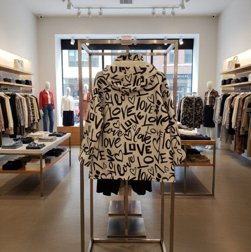 Oopéra Ladies' Reversible Rain Coat black & white Love pattern J6239RW-2