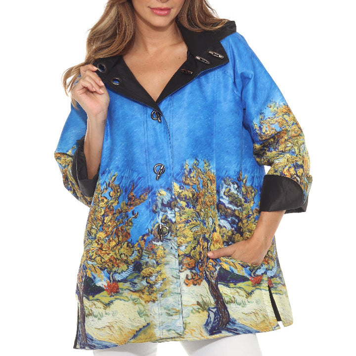Oopéra Ladies' Reversible Rain Coat Mulberry Tree (Vincent van Gogh) J2539RW - L and L Stuff