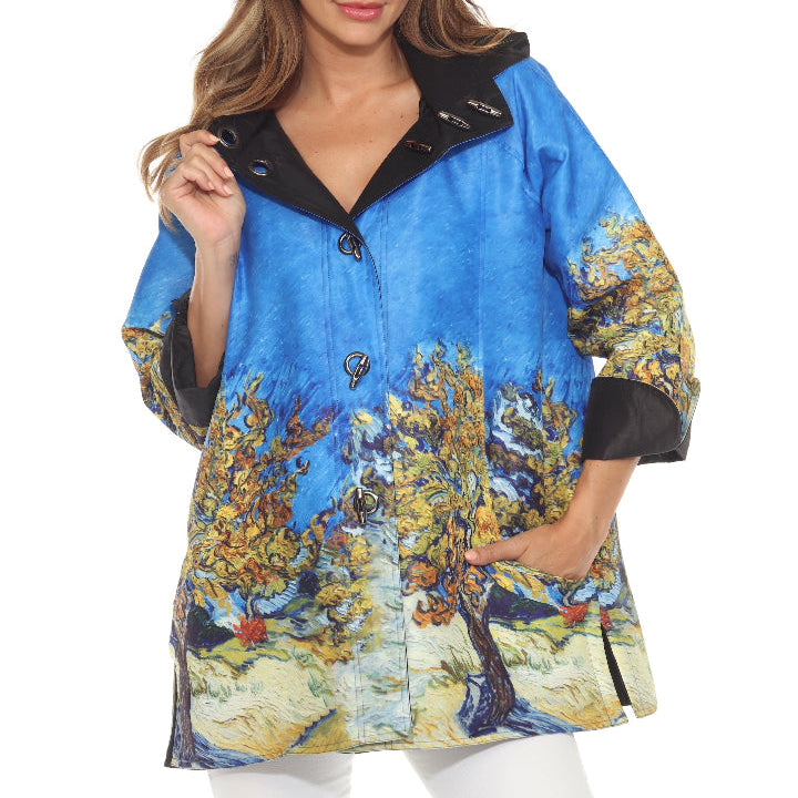 Oopéra Ladies' Reversible Rain Coat Mulberry Tree (Vincent van Gogh) J2539RW - L and L Stuff