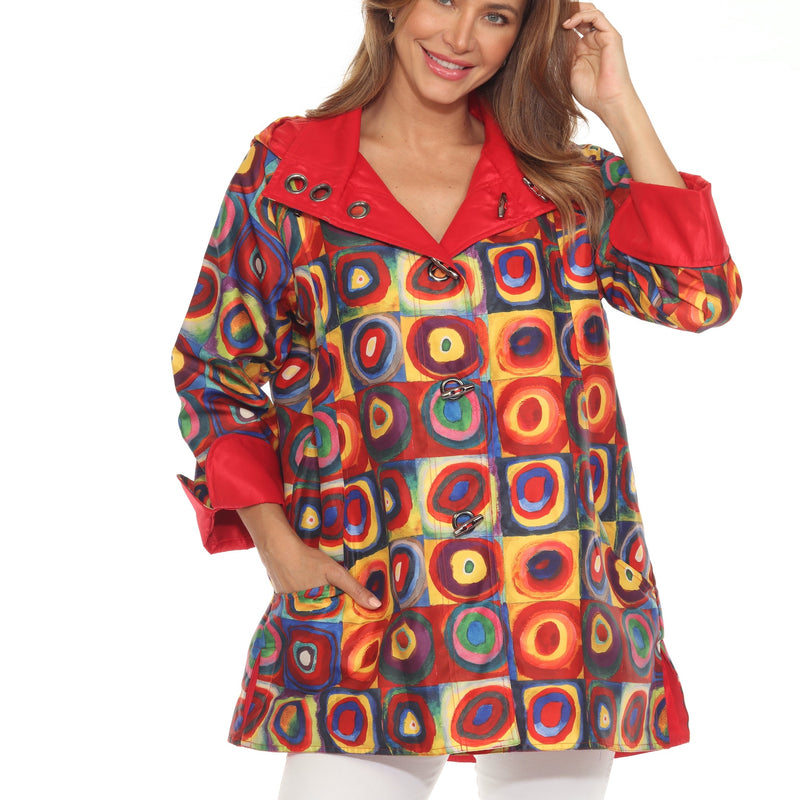 Oopéra Ladies' Reversible Rain Coat (Wassily Kandinsky) Circles J8839RW - L and L Stuff