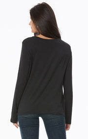 NYDJ Ladies' Long Sleeve Twist Knot Top Jet Black - L and L Stuff