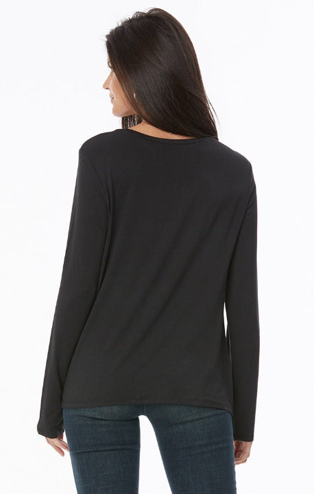 NYDJ Ladies' Long Sleeve Twist Knot Top Jet Black - L and L Stuff