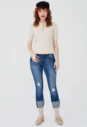 1822 Denim Ladies Taylor Destructed Roll Cuff Crop Skinny Jeans In Gerard Jeans