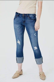 1822 Denim Ladies Taylor Destructed Roll Cuff Crop Skinny Jeans In Gerard 24 Jeans