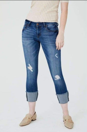 1822 Denim Ladies Taylor Destructed Roll Cuff Crop Skinny Jeans In Gerard 24 Jeans