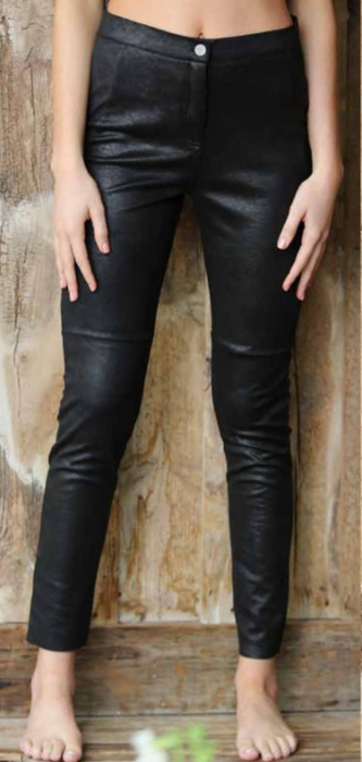 Angie Ladies' Faux Leather Moto Front Zip Legging