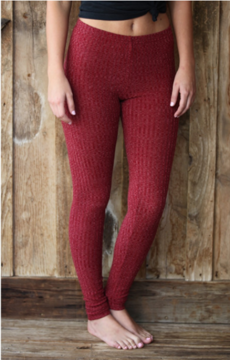 Angie Ladies' Heather Ribbed Leggings - L and L Stuff