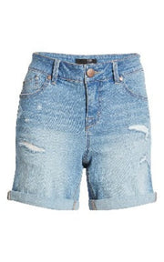 1822 Denim Ladies' Distressed Denim Roll Cuff Shorts - L and L Stuff