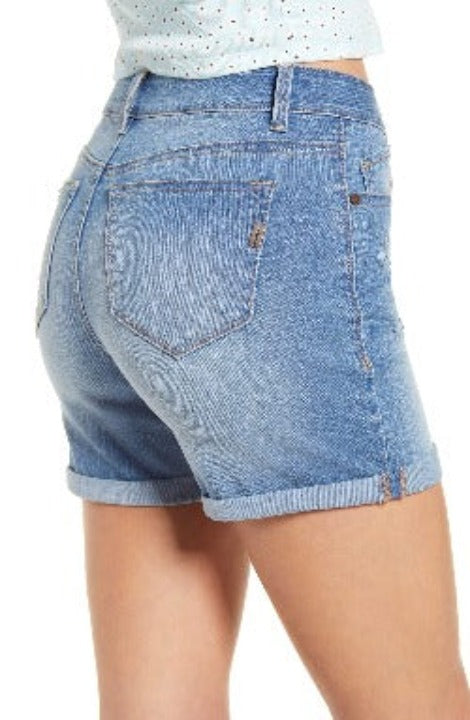 1822 Denim Ladies' Distressed Denim Roll Cuff Shorts - L and L Stuff
