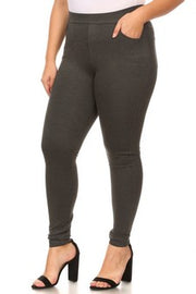 Yelete Ladies' Four Pocket Ponte Pant Color Charcoal Plus Size - L and L Stuff