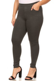 Yelete Ladies' Four Pocket Ponte Pant Color Charcoal Plus Size - L and L Stuff