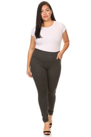 Yelete Ladies' Four Pocket Ponte Pant Color Charcoal Plus Size - L and L Stuff