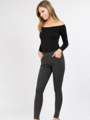 Yelete Ladies' Four Pocket Ponte Pant Color Charcoal - L and L Stuff