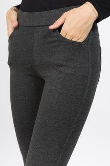 Yelete Ladies' Four Pocket Ponte Pant Color Charcoal