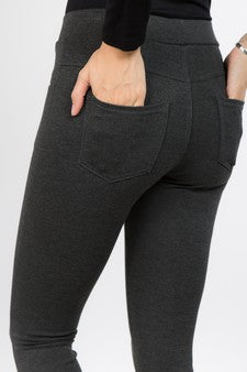 Yelete Ladies' Four Pocket Ponte Pant Color Charcoal