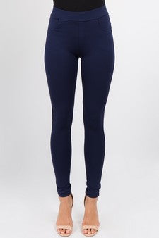Yelete Ladies' Four Pocket Ponte Pants Navy Blue