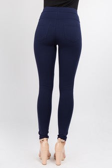 Yelete Ladies' Four Pocket Ponte Pants Navy Blue