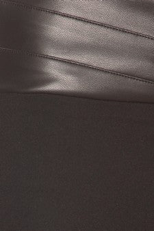 Yelete Ladies' Faux Leather Waist Wrap Black Pants - L and L Stuff