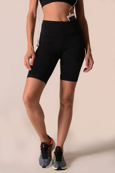 Yelete Women’s Active High Rise Matte Bike Shorts w/ Hidden Waistband Pocket