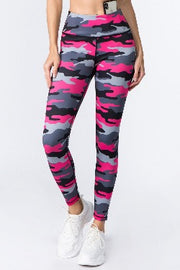 Yelete Women's Active Pink Camouflage Workout Legging - L and L Stuff