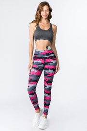 Yelete Women's Active Pink Camouflage Workout Legging - L and L Stuff