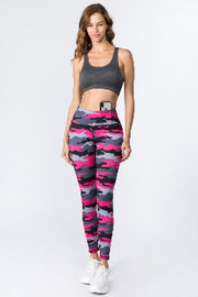 Yelete Women's Active Pink Camouflage Workout Legging - L and L Stuff