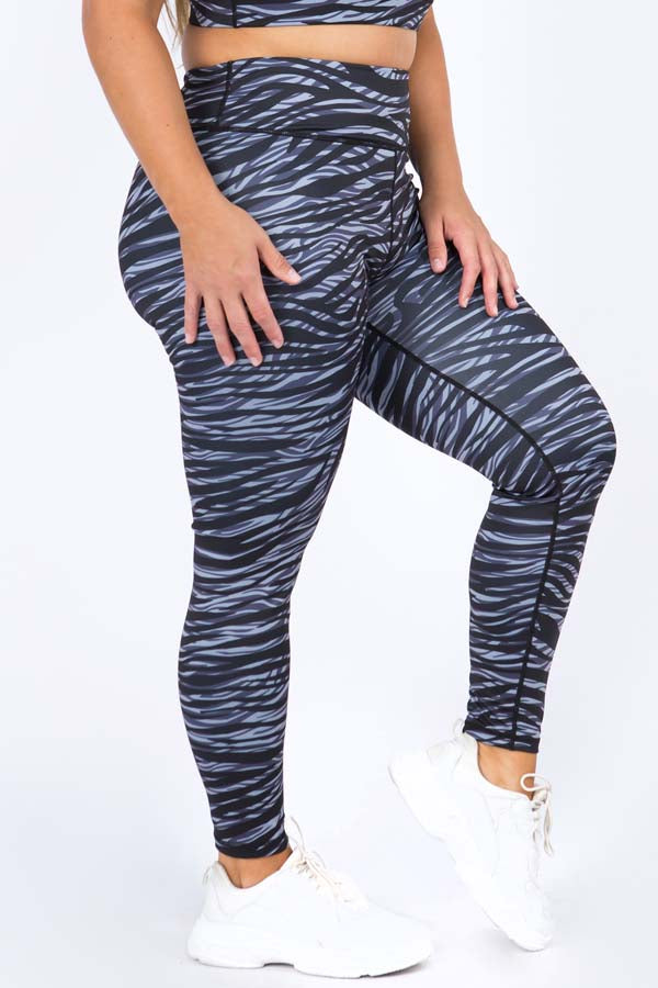Yelete Women's Active Zebra Print Workout Leggings - L and L Stuff