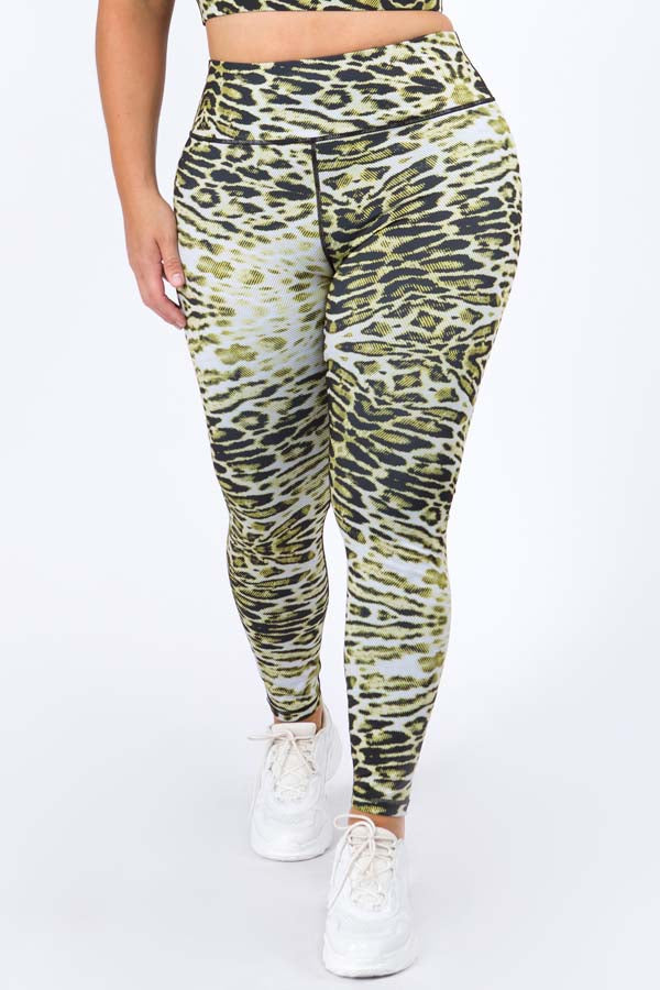 Yelete Women's Active Feline Leopard Workout Leggings - L and L Stuff