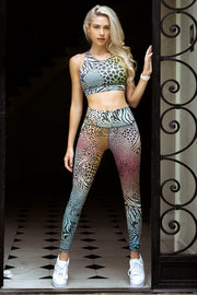 Yelete Active Women's Cheetah Zebra Tie Dye Print Leggings - L and L Stuff