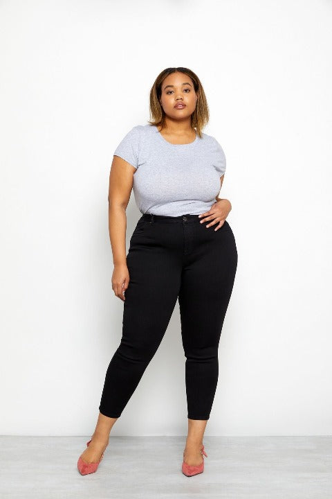 1822 Denim Plus Butter 28" High Rise Ankle Skinny In Wynter Black - L and L Stuff