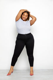 1822 Denim Plus Butter 28" High Rise Ankle Skinny In Wynter Black - L and L Stuff