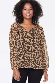 NYDJ Peasant Blouse Style # MBCX3900 Color: Wildcat Animal Print - L and L Stuff