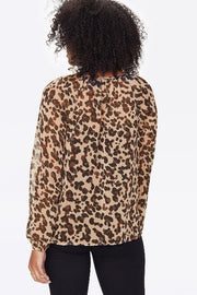 NYDJ Peasant Blouse Style # MBCX3900 Color: Wildcat Animal Print - L and L Stuff