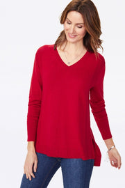 NYDJ Tunic V-Neck Sweater Color Strawberry Hill - L and L Stuff