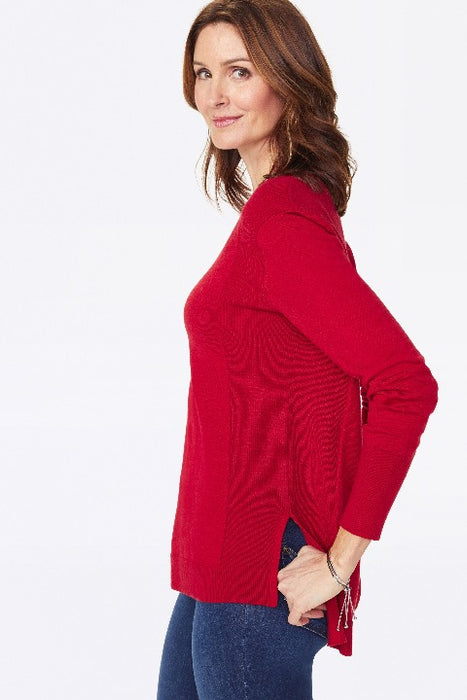 NYDJ Tunic V-Neck Sweater Color Strawberry Hill