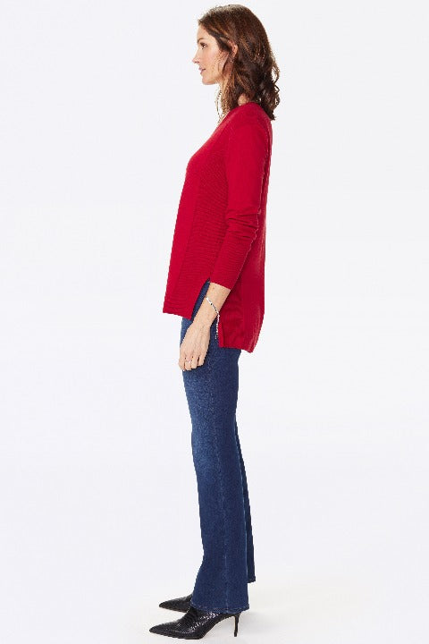 NYDJ Tunic V-Neck Sweater Color Strawberry Hill - L and L Stuff