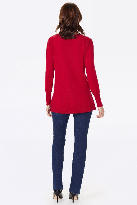 NYDJ Tunic V-Neck Sweater Color Strawberry Hill