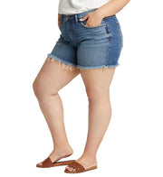 silver jeans co. not your boyfriends shorts plus size seen from the side
