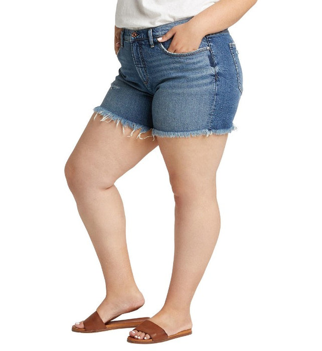 silver jeans co. not your boyfriends shorts plus size seen from the side