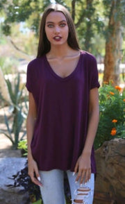 Angie Ladies Oversized V-Neck Knit Tee Tops & Blouses