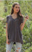 Angie Ladies Oversized V-Neck Knit Tee S / Charcoal Tops & Blouses