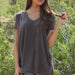 Angie Ladies Oversized V-Neck Knit Tee S / Charcoal Tops & Blouses